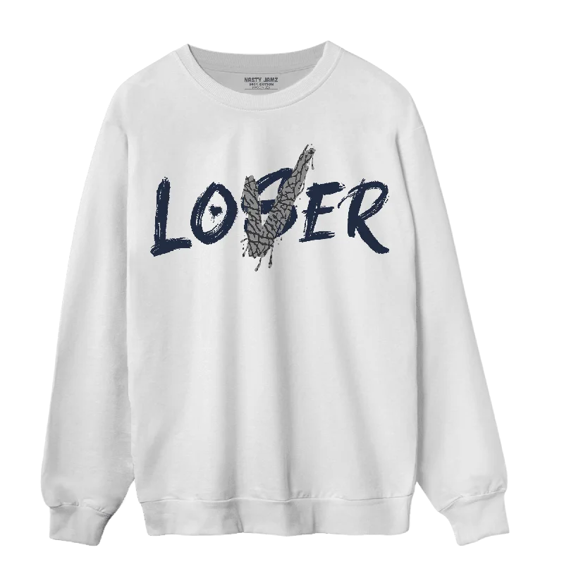 NastyJamz White Navy 3s Sweatshirt Match Loser Lover