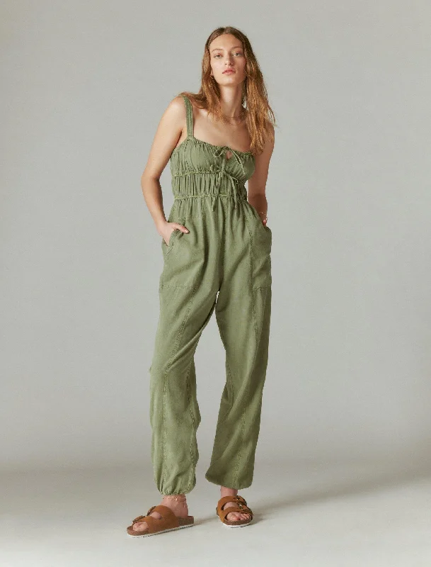 Lucky Brand Women's Tie Front Utility Jumpsuit