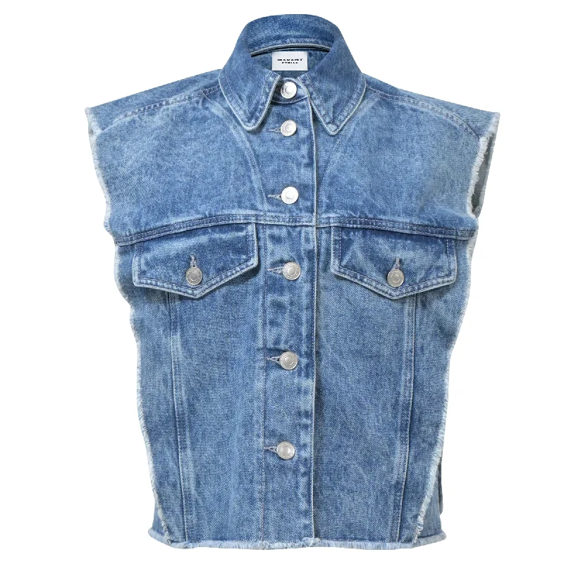 Chic and comfortable clothing for busy women Isabel Marant Etoile Tyra Buttoned Vest in Light Blue Cotton Chic and comfortable clothing for busy women Isabel Marant Etoile Tyra Buttoned Vest in Light Blue Cotton